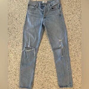 AGOLDE Jamie High‑Rise Classic Jeans – Straight Fit, Raw Hem, Size 24
